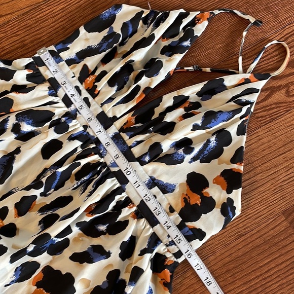 SHEIN all over print long FULL skirt dress criss cross open back DEEP V front 10 - Picture 13 of 15